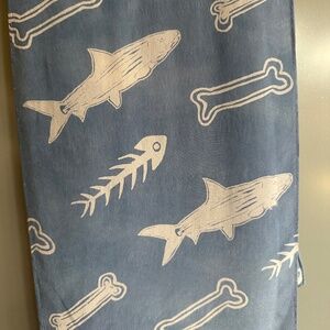 Handpainted Silk Scarf Bonefish and Bones on Hand-dyed Blue Crepe